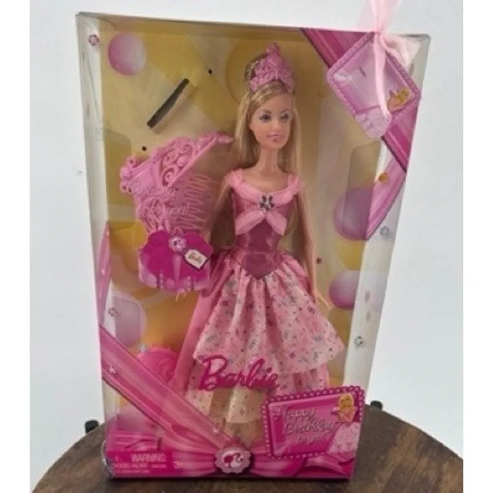 Mattel Barbie NEW Happy Birthday Doll 2008 Princess Pink Gown Tiara Collector
